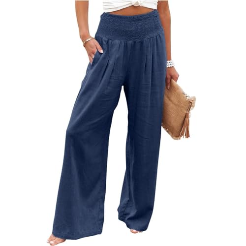Women's Fashion Loose Casual Buttoned Wide Leg Dressy Loose Fit Pants