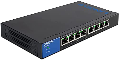 Linksys アンマネージPoE+ スイッチングハブ LAN 8ポート 10 / 100 / 1000Mbps ギガビット対応 金属筺体 静音設計 設定不要 5年保証 LGS108P-JP-A