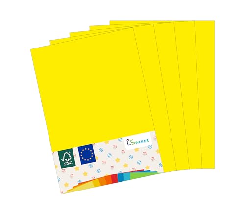 MADE IN EU 50 Blatt farbiges Papier GELB A4 80 g/m² CS Paper - Druckerpapier, Kopierpapier, Universalpapier zum Drucken, Basteln & Falten im Format DIN A4. Papier für den Heim- & Bürobedarf