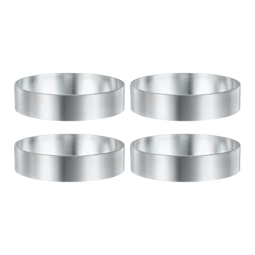 QUARKZMAN 4Pcs Anello per Torta Rotondo 3.15 x 1 Pollice in Acciaio Inossidabile Senza Saldature per Dolci Specchio Rivestito per Cottura di Dolci frittella Inglesi e Crumpet Strumento