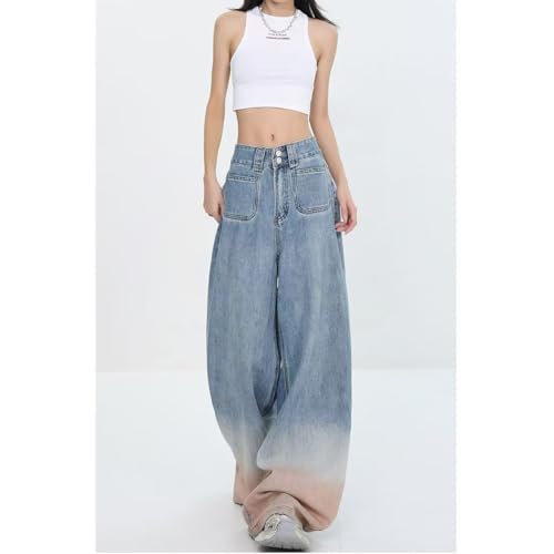 Girl Heart Retro American Pink Gradient Street Jeans, Personalized Spicy Girl Street Loose Gothic Hip Hop2