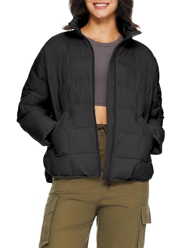 Orolay Women's Cropped Puffer Jacket Quilted Lightweight Oversized Down Coat Zip Up Spring Short Padded Outwear