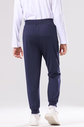 BINPAW 3 Pack Boys Pull On Sweatpants Active Jogger Pants with Zipper Pocket Athletic Pants for Kids, Black/Blue/Khaki, 13-14 Years = Tag 1603