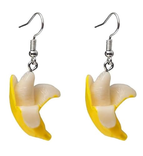 3D Resin Imitate Fruits Dangle Earrings Lightweight Lifelike Banana Strawberry Cherry Orange Dangle Drop Earrings for Women Cute Decoration Jewelry Gifts