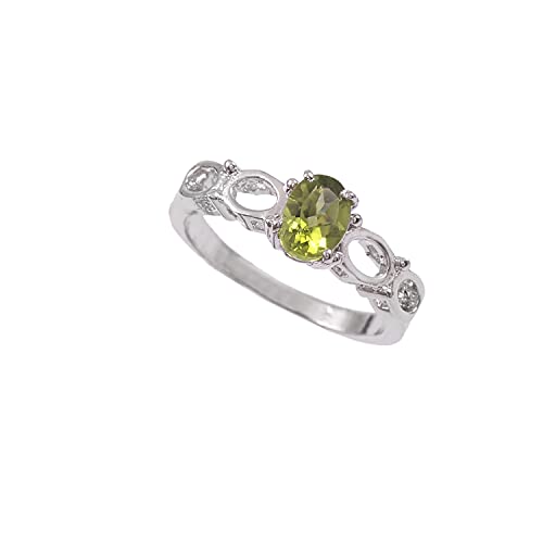 Anneau de péridot naturel bague en argent sterling 925 bague de fiançailles