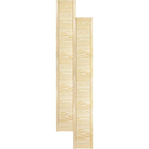DecoMeister Lamellentüren Holz 2er Pack 294x1995 mm | Holztür aus massiver Kiefer mit fühlbarer Struktur | Möbelfronten für individuelle Renovierung | Lamellentür für Schrank oder Garderobe | Natur