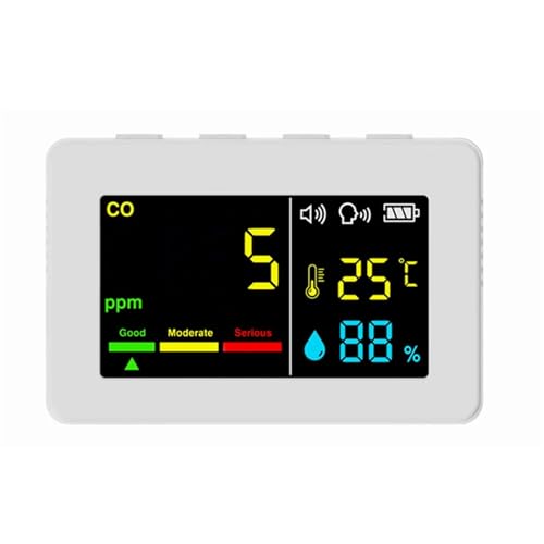 co2センサー 3 in 1 空気質分析装置 COメーター 温度湿度テスター 一酸化炭素検出器 高い測定精度(White)
