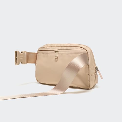 Image of Pander Nylon Crossbody Belt Bag with Excess Strap Keepers, 6-Pocket Adjustable Sling Fanny Pack for Travel and Everyday Carry, Warm Beige