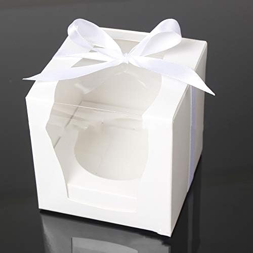 Kitchen-dream Cake Boxes-Paperboard White Lock Corner Window Bakery Box, Disposable Cake Containers, Dessert Boxes for Cake Candy Treat Holiday Party Birthday-12 Pcs 3.5 * 3.5 * 3.5 Inch