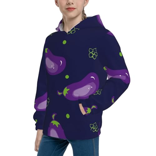 Eggplant Kid Hoodies Boys Sweatshirts Girls Pullover with Pocket2