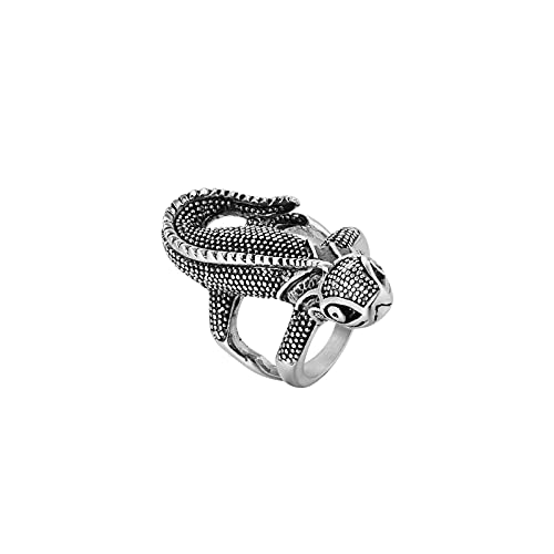 Bague en acier au titane homme anti rayure anneau lézard hypoallergénique