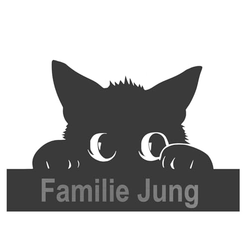 Jung Edelstahl Design personalisiertes Katzen-Schild aus V2a Edelstahl...