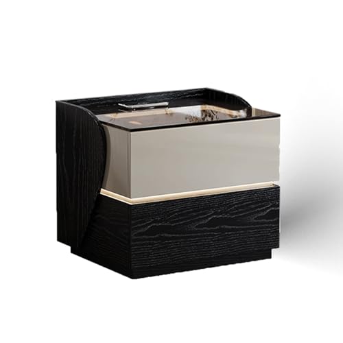 Smart Nightstand，led Night Stand With Wireless Charging，wood Nightstand For Bedroom，glass Nightstand，With 3 Colors And Adjustable Brightness LED Light Smart Sideboard/nightstand，night Stand With Usb(B