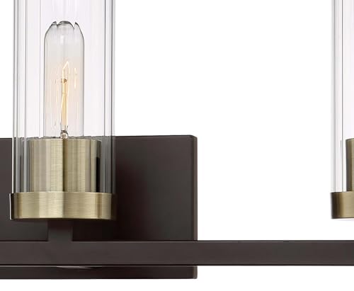 Image of Minka Lavery 3043-560 Ainsley Court Vanity Bath Light, 3-Light, 180 Total Watts, 23-in H x 9.25-in W, Aged Kinston Bronze with Brushed Brass Highlights