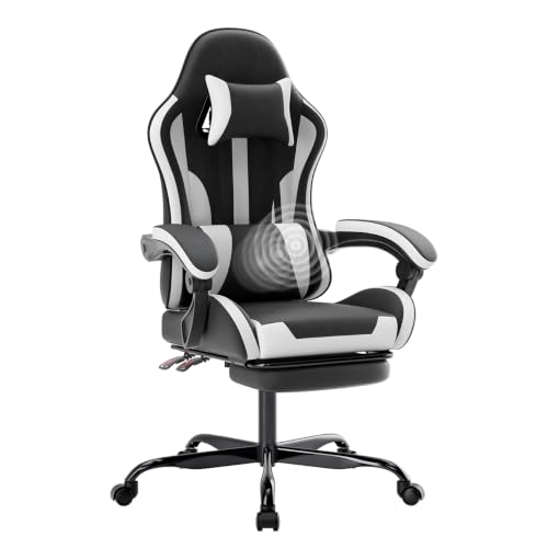 Image of Gaming Desk Chair for Adults, Ergonomic Gaming Chair (Black+White-2)