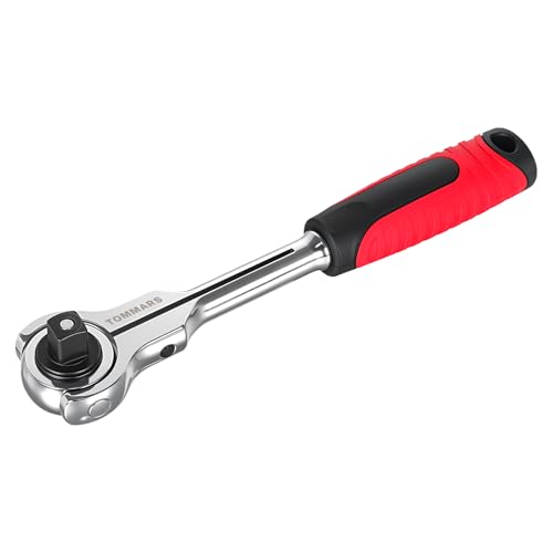 TOMMARS Swivel Head 1/2' Drive Ratchet Roto Socket Wrench Hand Tool