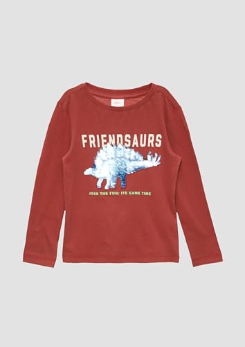 s.Oliver Junior Langarmshirt mit Wendepailletten Camiseta de Manga Larga con Lentejuelas Reversibles, 3840_rubí, 92 para Niños
