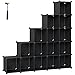 SONGMICS Scaffale a 16 Cubi, con Sistema Fai-da-Te, Organizzatore Stabile in Plastica PP, Guardaroba, Divisori per Armadio, Scarpiera, per Camera da Letto, Ufficio, Nero LPC44BK