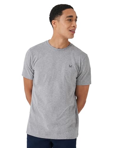 Crew Clothing Men's Classic T-Shirt 100% Cotton Peached for Ultimate Softness Grey Marl XL