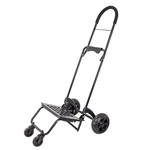 dbest Products Trolley Dolly Rover, 4 Wheeled Push Folding Utility Cart Hand Truck Platform Swivel Wheels Garden Lightweight Luggage Carretilla de Carga Plegable