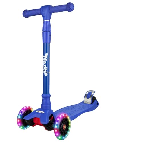 Baloveby Patinete Infantil de 3 Ruedas con Altura Ajustable en 4 Alturas, Patineta con Ruedas LED Iluminadas, Patinete 2 en 1 para Niños con Sistema de Frenado, 3+ Años