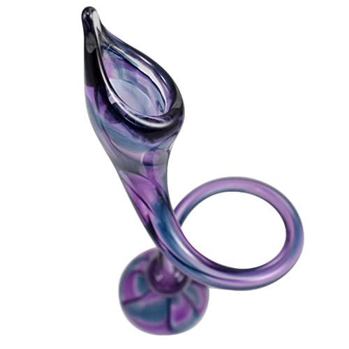 Embracing Candlestick Set, Contemporary American Made Hand-Blown Glass Sculpture (Deep Amethyst Purple) #TOP2