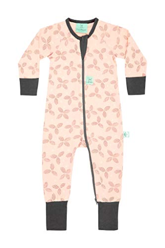 ergoPouch 0.2 TOG Long Sleeve Romper, Organic Cotton, 2-Way Zip (Size 1 Year, Petals)