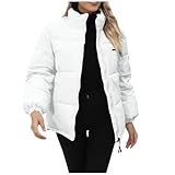 Cazadora Mujer Invierno Manga Larga Color Liso Sin Capucha - Plumifero Ultraligero Mujer con Bolsillo Cremallera Ligera Casual Chic Cazadoras Moda Classic Plumiferos Blanco M