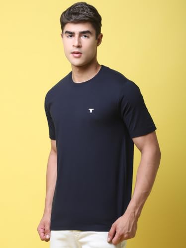 Image of Pinkmint Men's Cotton Blend T-Shirt ll Soild Round Neck T-Shirt ll Stylish Half Sleeve T-Shirt's (Pack of 1)