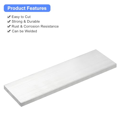 Image of uxcell Square Aluminum Flat Bar, 1 /2 inch Thick 3 inch Width 10 inch Length Square Aluminum Bar 6061 Aluminum Flat Plate, 12 x 75 x 254mm T6511 Solid New Mill Stock for Industrial Building