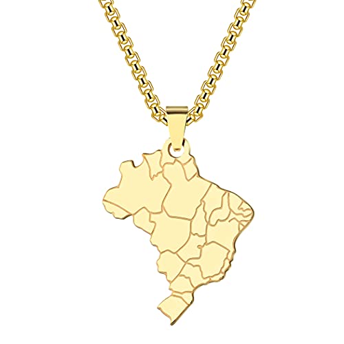 Collier de carte du brésil, collier pendentif Continent du brésil, collier de charme personnalisé du brésil cadeaux de bijoux brésiliens