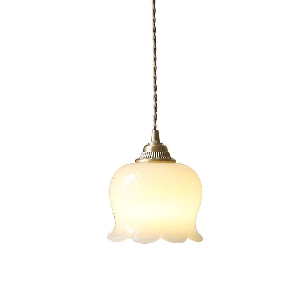 Lustre en fleur blanc laiteux en résine de style français pour chambre