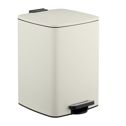 Cesto de basura con pedal de 20 litros beige