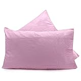  Par de fundas de almohada de algodón Lovetessile de color liso, 50 x 80 cm. - Rosa