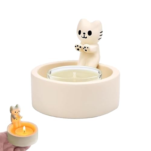 Portavelas de Gato, Portavelas Decorativo para Gatos, Candelabro De Gato, Regalo para y Mujeres, Decoración de Mesa, Sala de Estar, Decoración del Hogar, Blanco y Negro