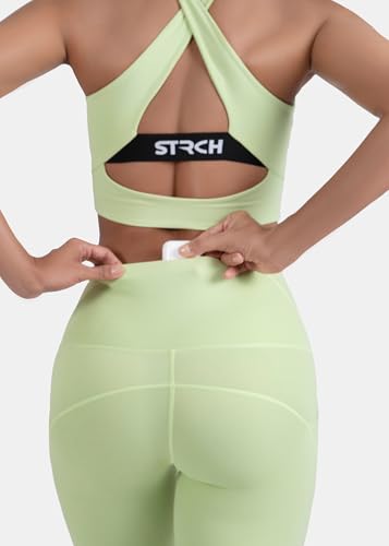 Image of STRCH Nylon High Waist No-Roll Leggings for Women- Secure fit, Leggings for Gym, Yoga, Running, Super Stretch, Sweat-Wicking, Lightweight, Breathable, Wrinkle Free, No-roll Waist Band.