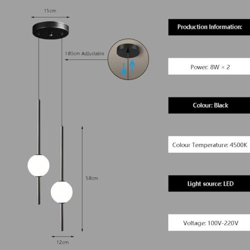 Lámpara colgante de globo LED moderna para techo alto dormitorio y comedor lineal 5
