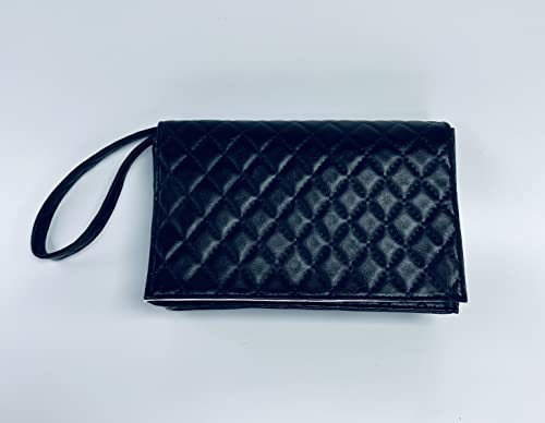 Binocktails Clutch Geldbörse mit verstecktem Flachmann (Silber), fasst 737.1 g (800 ml), Weinbeutelflasche, Weintasche (schwarz)