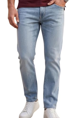 Image of Louis Philippe Men's Regular Fit Stretch Fabric for Comfort Premium Wash Aesthetic Authentic Twill and Durable Jeans