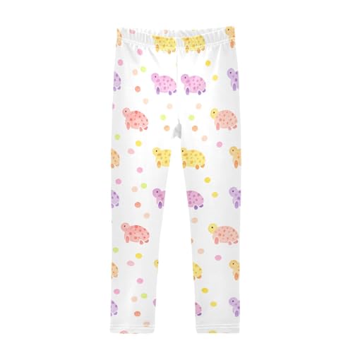 Colorful Turtle Polka Dots Girls Leggings Soft Stretch Workout Yoga Dance Pants for Kids Casual Tights