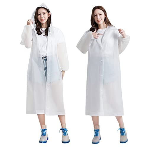 POSICHE Raincoat Thickened Cycling Rain Poncho Men & Women Transparent Adult Portable Fishing Long Body Anti-Storm Rain Cape Hat Drawstring Elastic Cuffs Button Fastening Multiple Uses