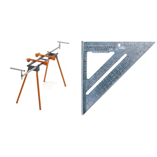 Bora Portamate PM-4000 Miter Saw Stand with Tool Mounts Orange 44 x 10 x 6.5 inches Bundle with Swanson 7 Inch Speed Square Blue