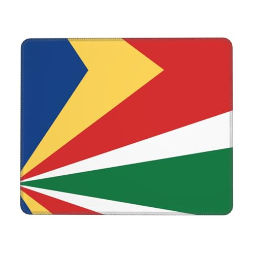 Tapis de souris carré drapeau des Seychelles - Pour bureau, ordinateur portable, bureau - Sans fil - Base en caoutchouc antidérapant - Lavable - 17,8 x 21,8 cm