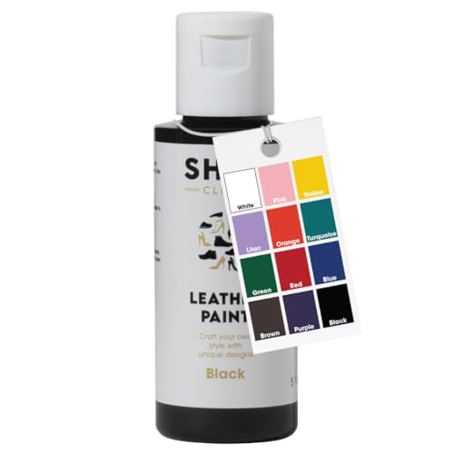 Shoe Clinic Leather Paint | Trainer, Sneaker, Shoes, Boots & Footwear Colour Painting | Quick Drying Vibrant Colours | Flexible & Permanent Shoe Paint | Scratch, Peel & Crack Resistant | (Black) 50ml