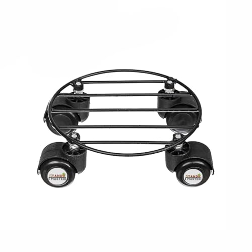 Image of Stand MasterMetal Black Strong Round Plant Stand with Wheels for Flower Pots Outdoor | Indoor Plants Gamla Stand for Living Room, Balcony and Home Garden Wheels Plant Stand | Set of 1 |