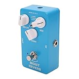 Pedal de Efectos para Guitarra Eléctrica, Reverb Ajustable con 3 Modos, Metal Azul, Compacto - Sonidos Studio, Church y Plate, Control Fácil para Músicos