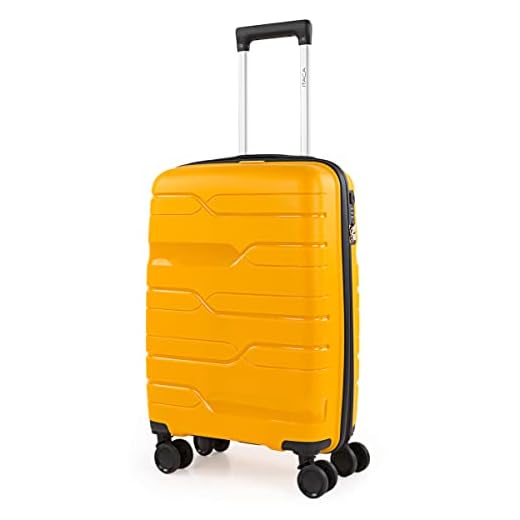 ITACA - Maleta de Viaje Cabina Avion Rígida Pequeña y Ligera con 4 Ruedas Hombre Mujer Trolley 55x40x20 cm. Material Muy Resistente Candado con Combinación TSA. 760350, Color Amarillo