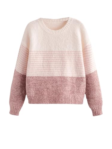 Girl's Striped Color Block Sweaters Long Sleeve Crewneck Pullover Jumper Tops Knitwear