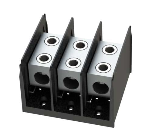 Power Distribution Block - 3 Pole - 420A 600V - (1) 600 to #2 AWG / (1) 600 to #2 AWG - Thermoplastic - Open Style.