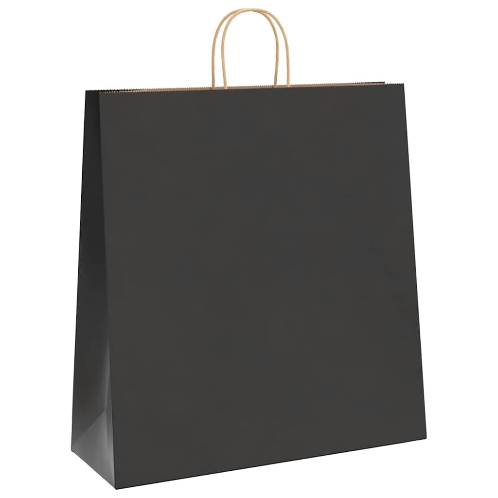 250 sacchetti di carta nera, 45 x 17 x 48 cm, sacchetti regalo robusti con manico, in carta kraft, per shopping e asporto